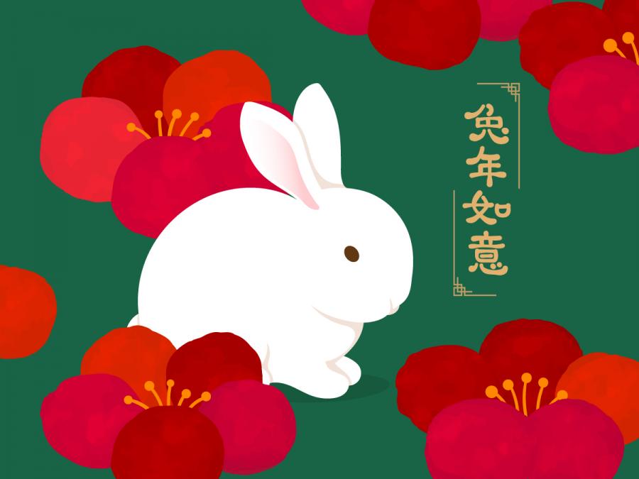 5款2023年兔年大吉恭贺新春新年快乐兔年吉祥如意插画海报AI矢量素材