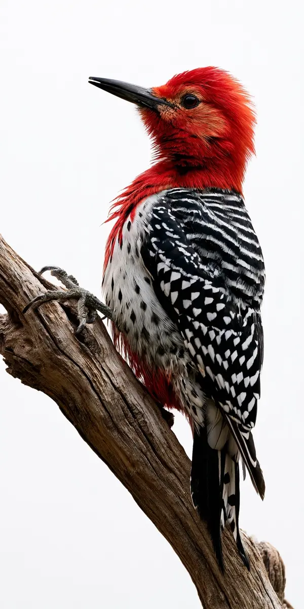 Realistic Red-Headed Woodpecker Midjourney提示词