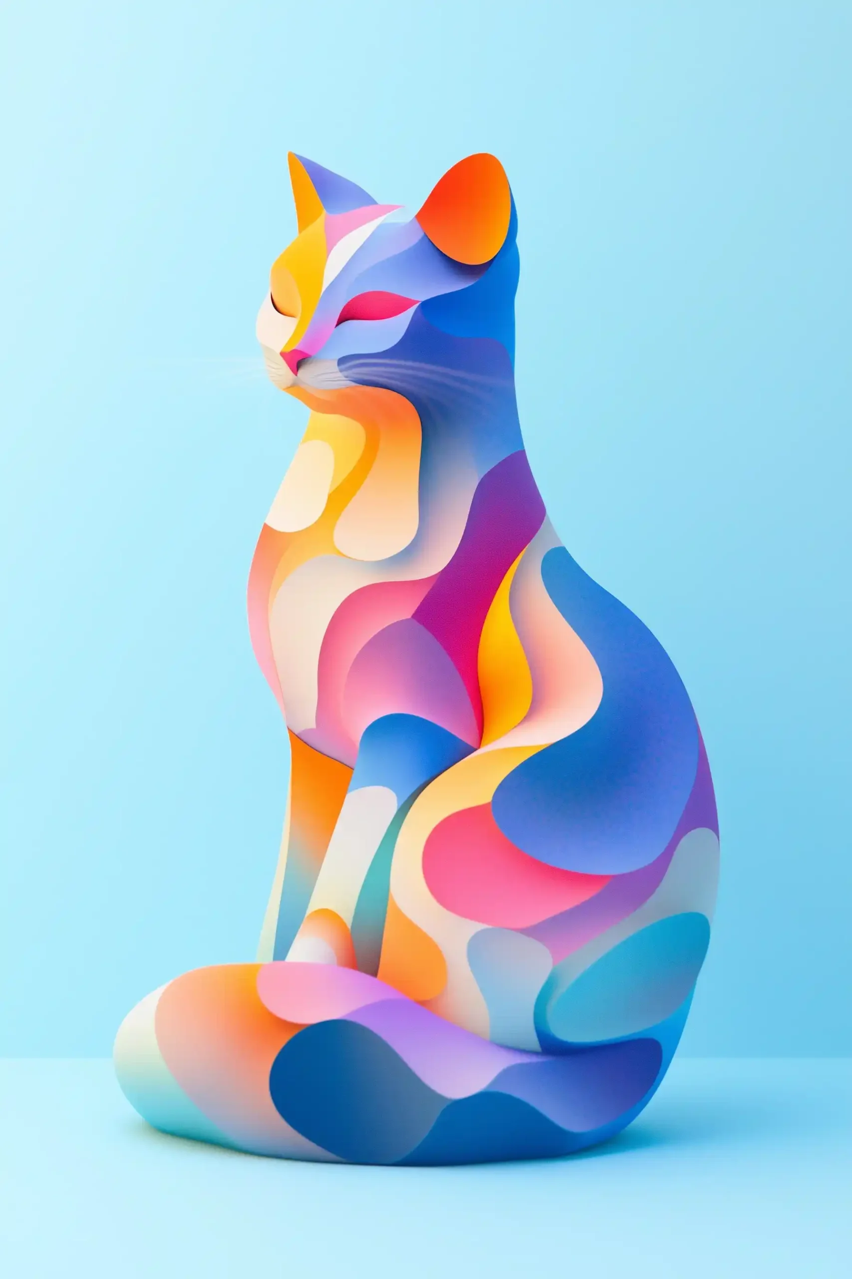 Vibrant 3D Cat Composition Midjourney提示词