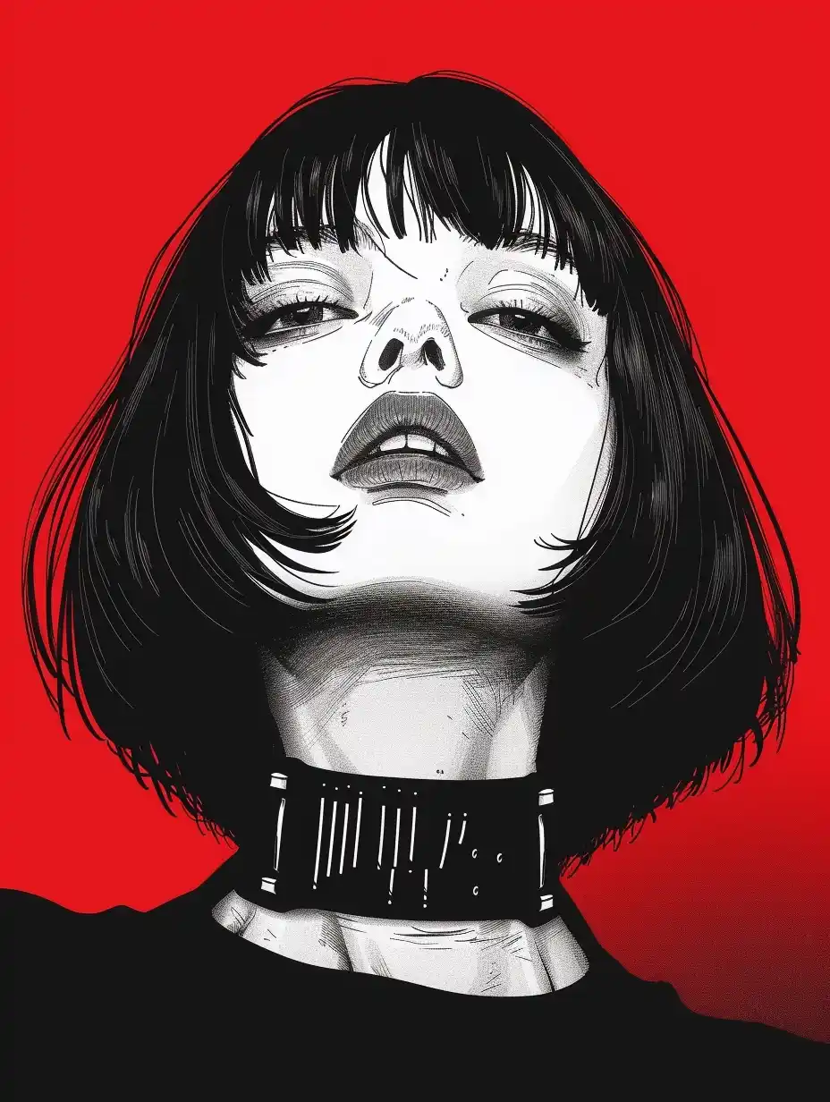 Bob-Cut Woman in Tsuge Style Midjourney提示词