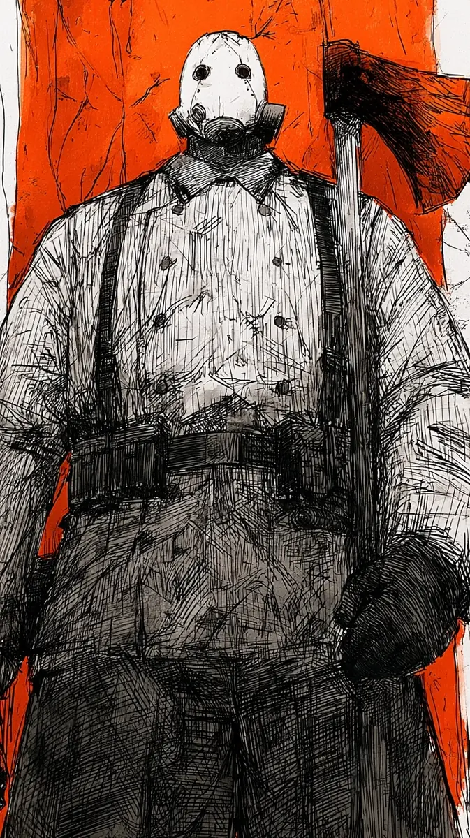 Masked Soldier With Axe Midjourney提示词