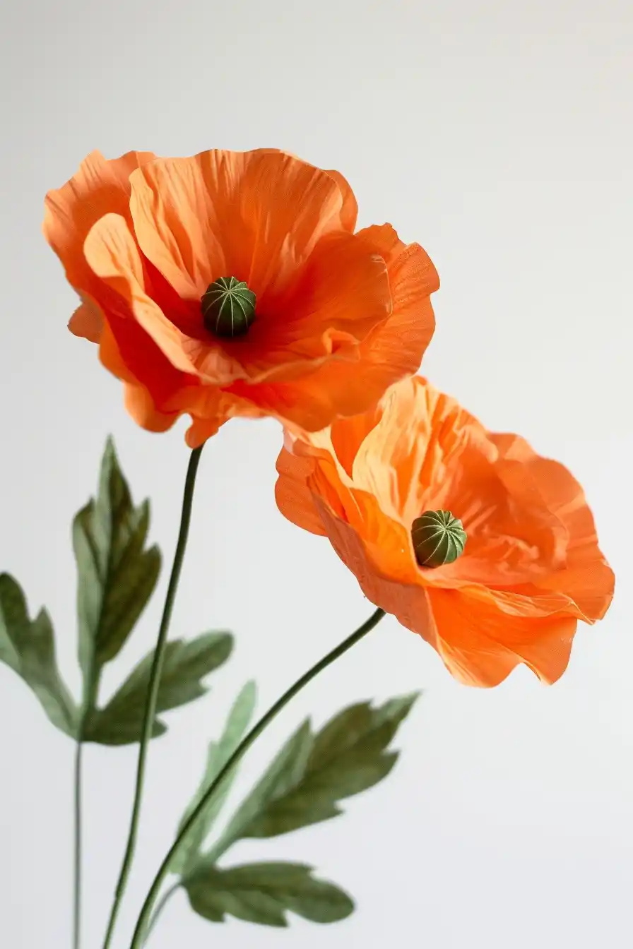 Macro Poppies on White Midjourney提示词