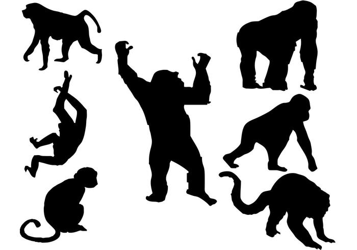 免费的猴子剪影矢量