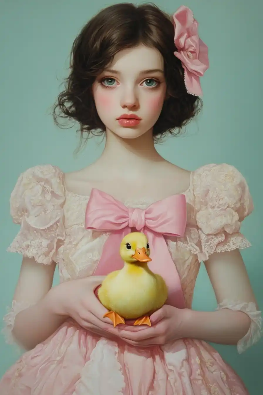 Surrealist Woman with Duck Midjourney提示词