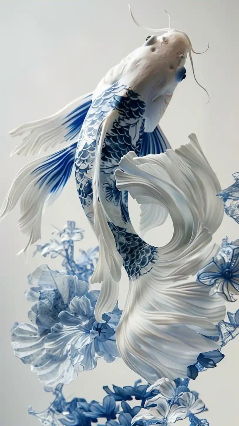 Porcelain Betta Photography Midjourney提示词