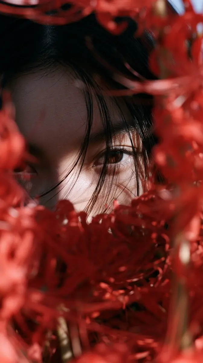 Cinematic Spider Lily Portrait Midjourney提示词