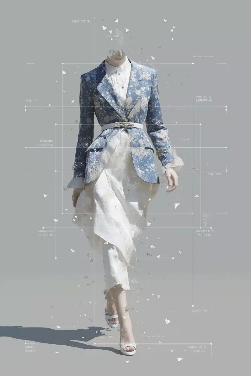 Technical Fashion Design Blueprint Midjourney提示词