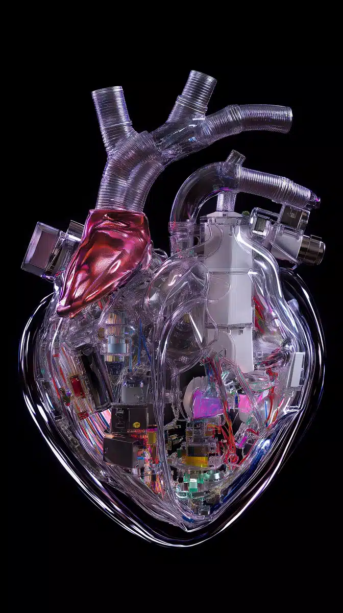 Technological Heart Sculpture Midjourney提示词