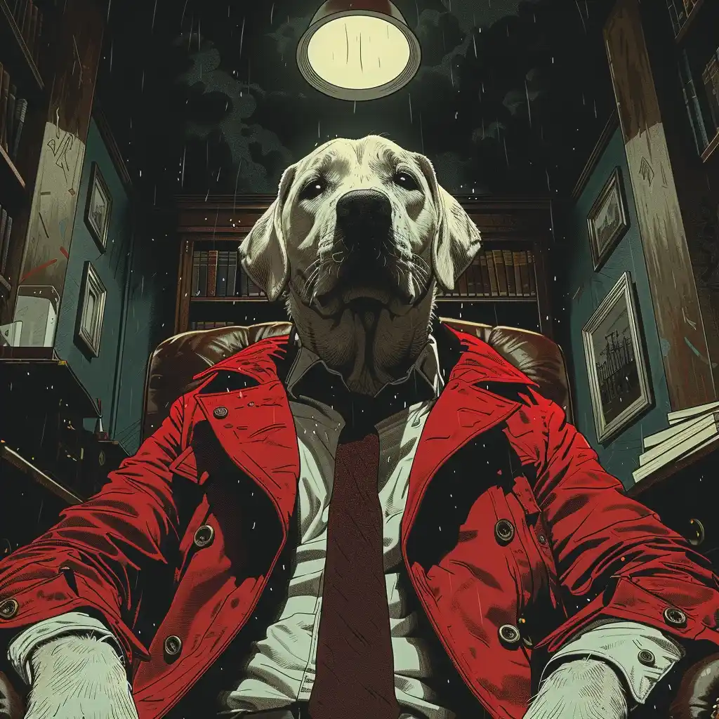 Detective Labrador in Eisner Style Midjourney提示词