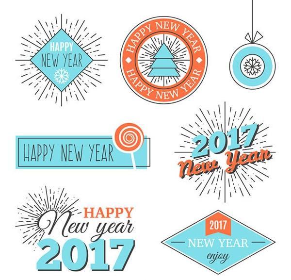 新年徽章矢量图