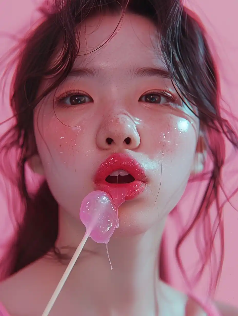 Korean Girl with Pink Candy Midjourney提示词