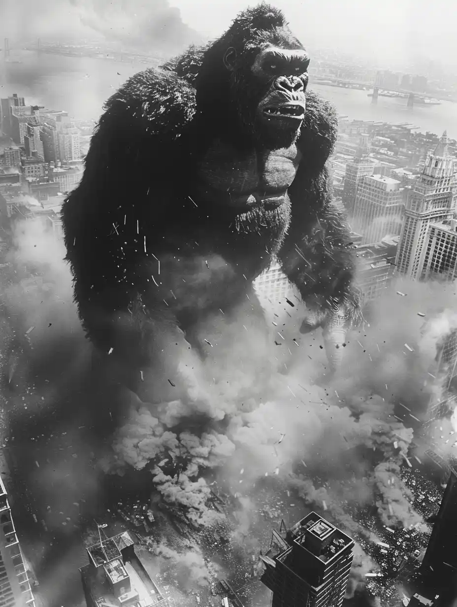 Monstrous Kong Rampage Midjourney提示词