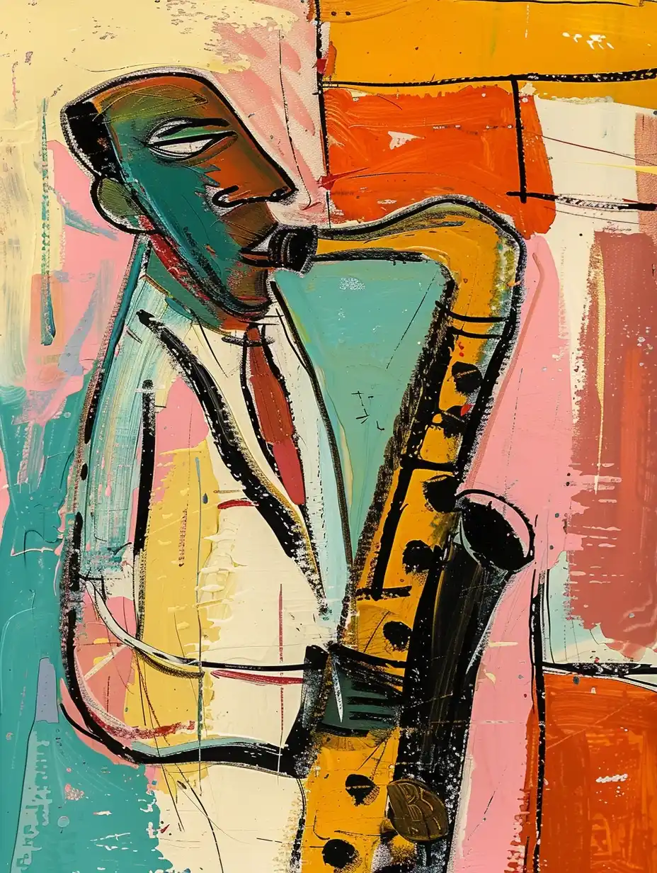Pastel Jazz Vibes Bemelmans Art Midjourney提示词