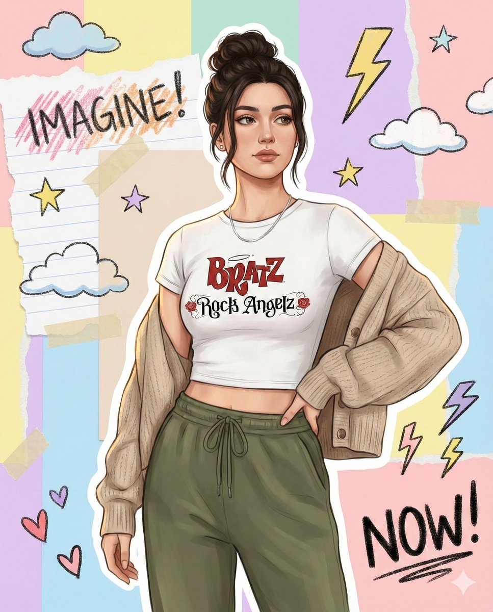 Bratz Rock Angelz Cartoon Woman Digital Art | Pastel Aesthetic Nano Banana提示词