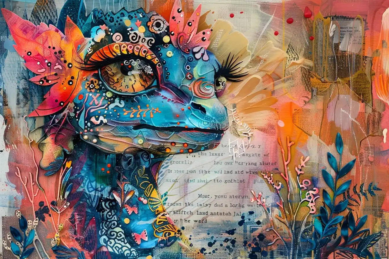Abstract Dragon Collage Midjourney 提示词生成效果