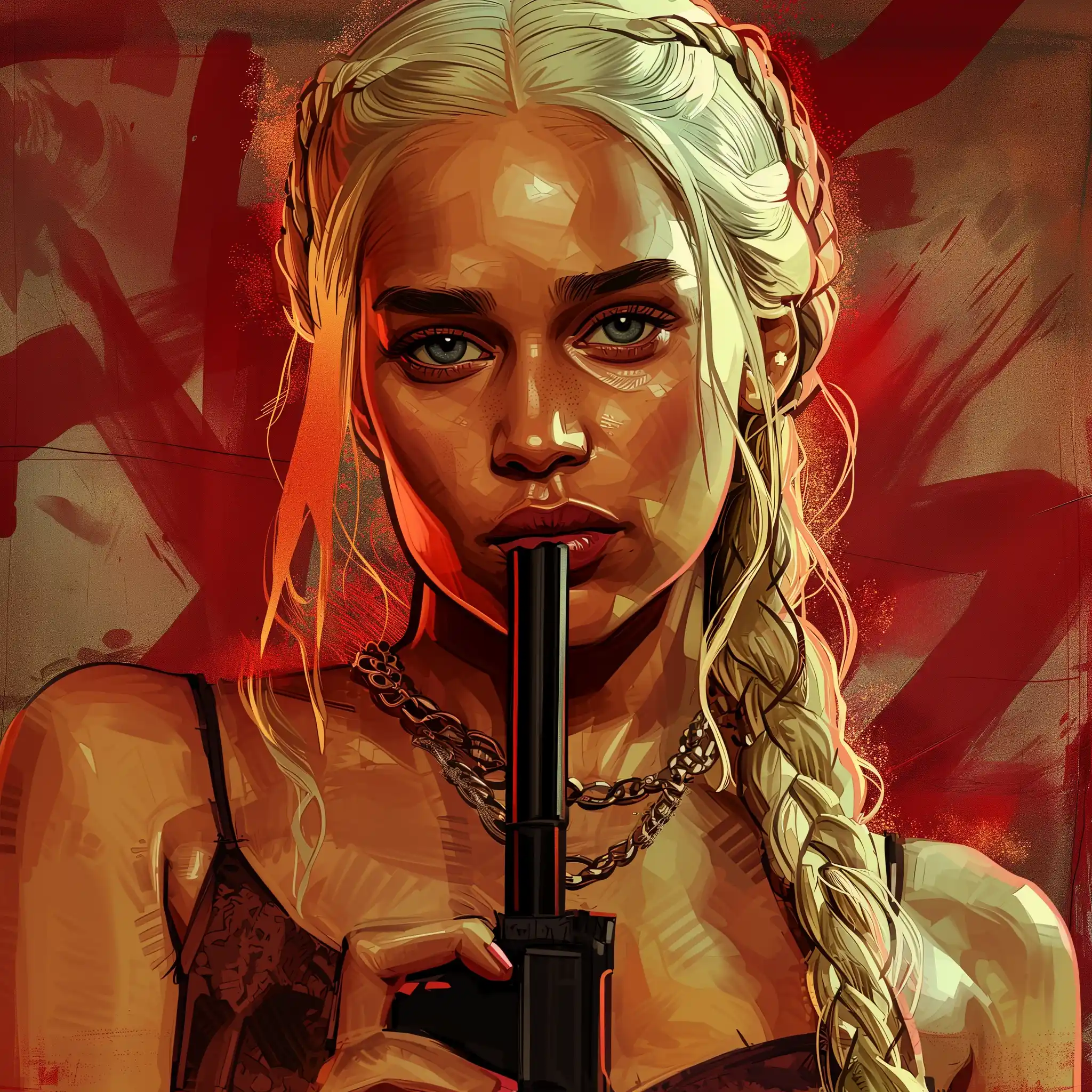 GTA-style Daenerys Targaryen Midjourney提示词