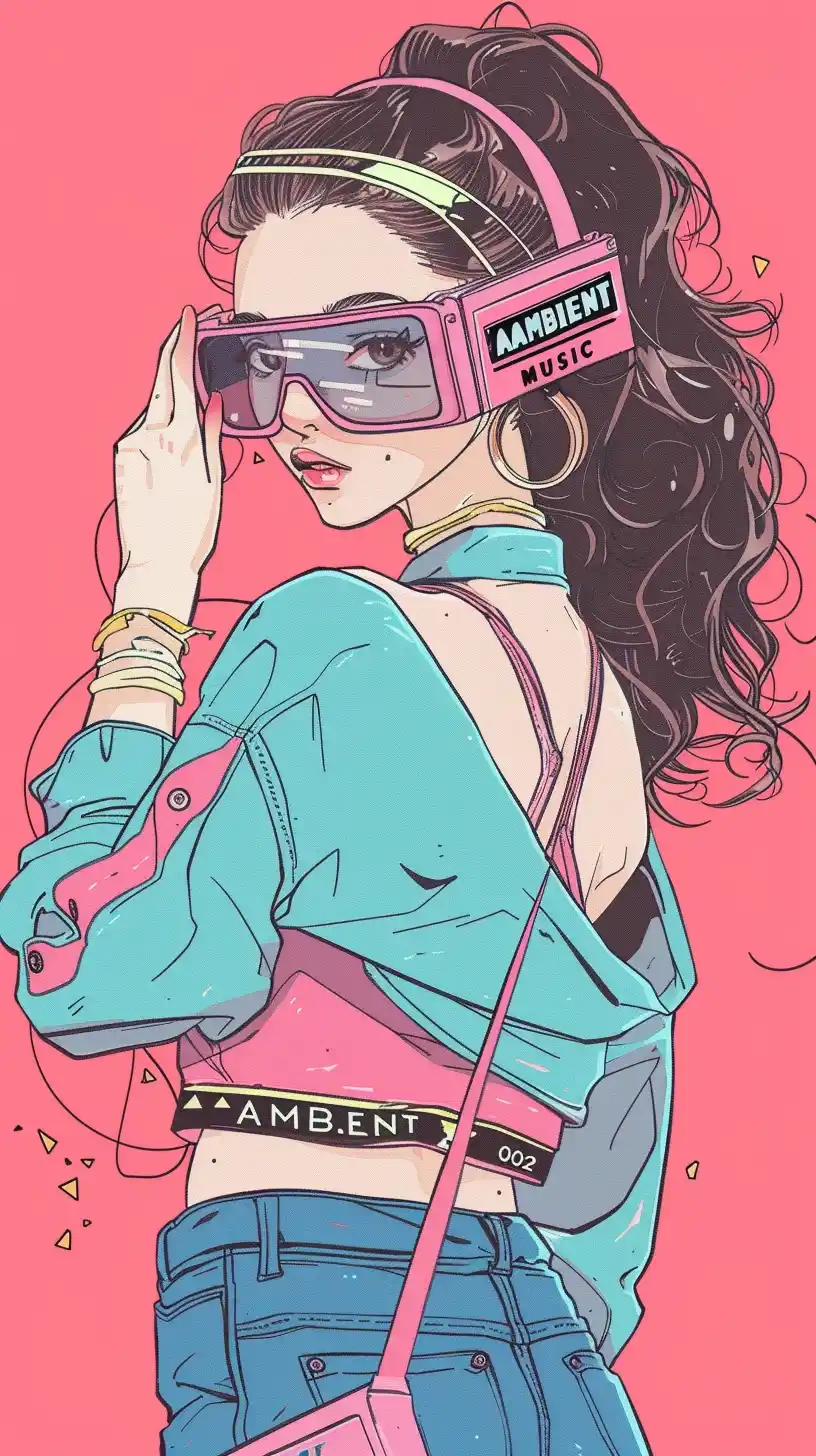 Retro Fashion Girl with Electronic Infrastructure Midjourney 提示词生成效果