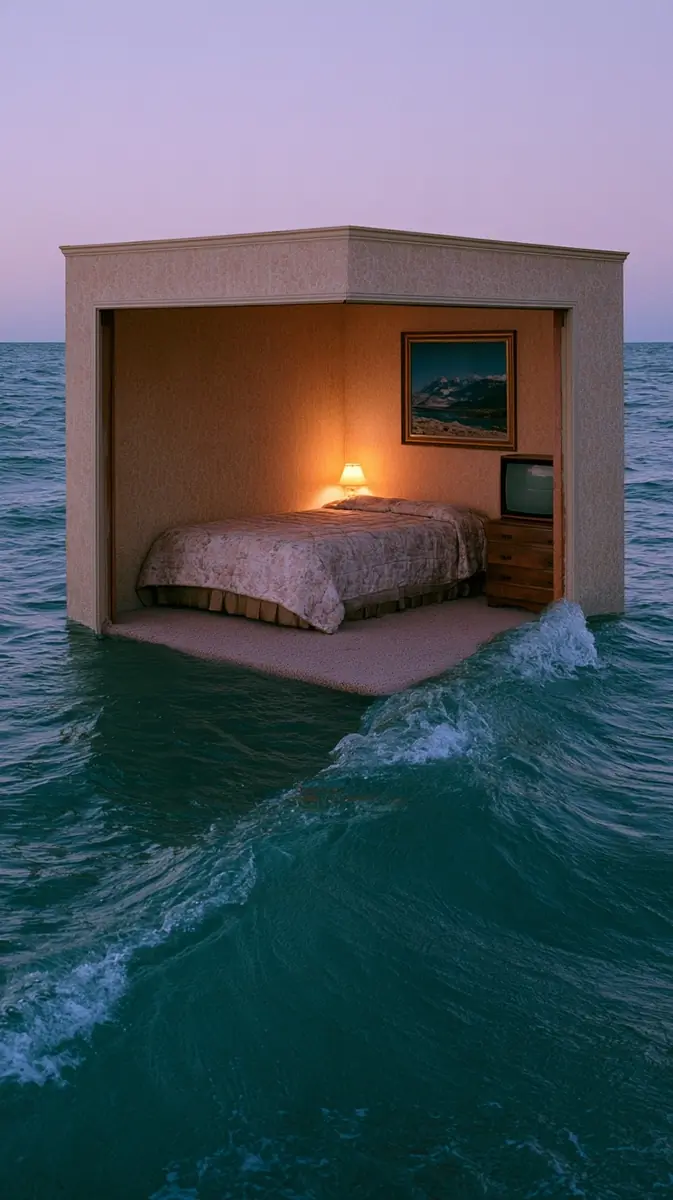 Liminal Motel Ocean Bedroom Midjourney提示词