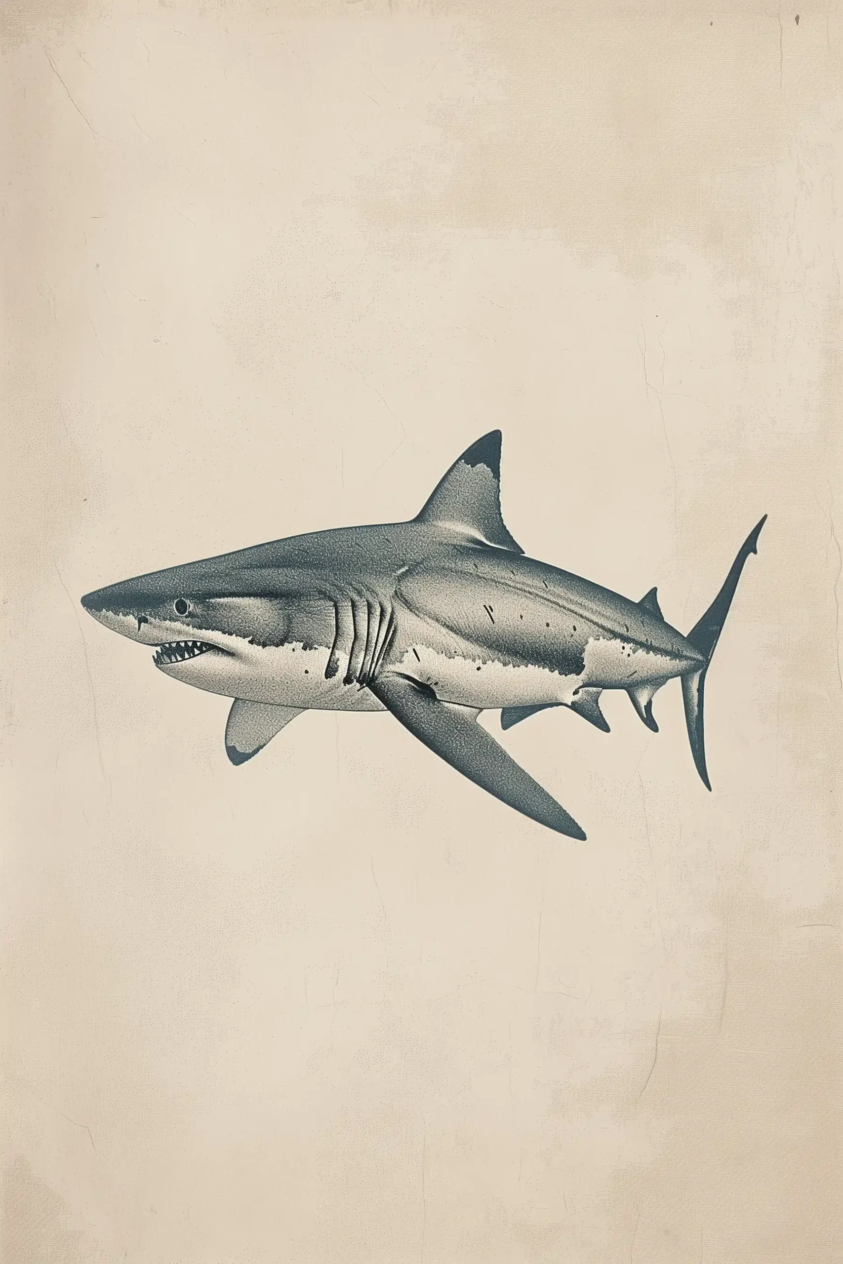 Vintage Shark Poster Midjourney提示词
