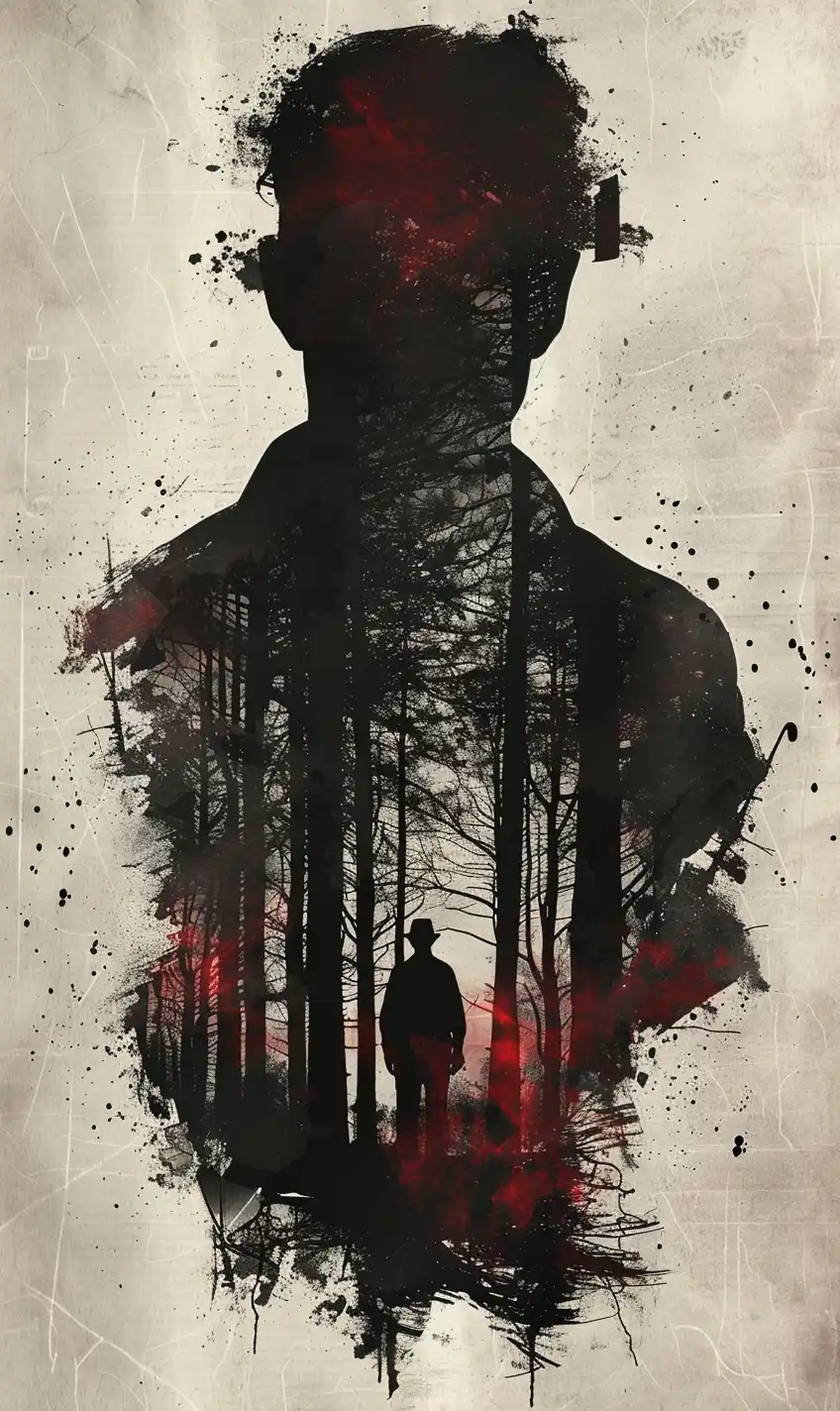 Horror Silhouette Forest Midjourney提示词