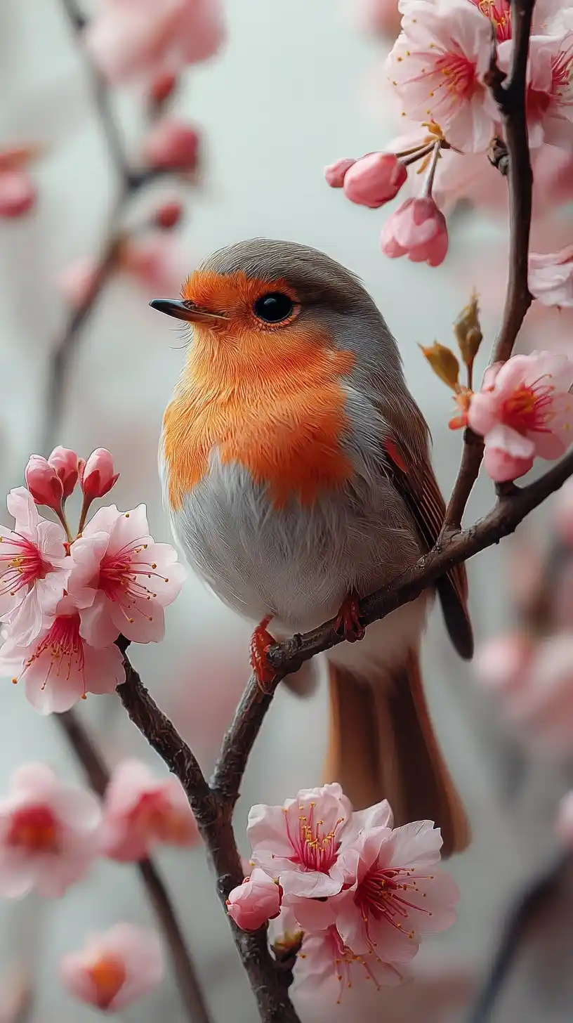 Hyper-Realistic Robin Blossoms Midjourney 提示词生成效果
