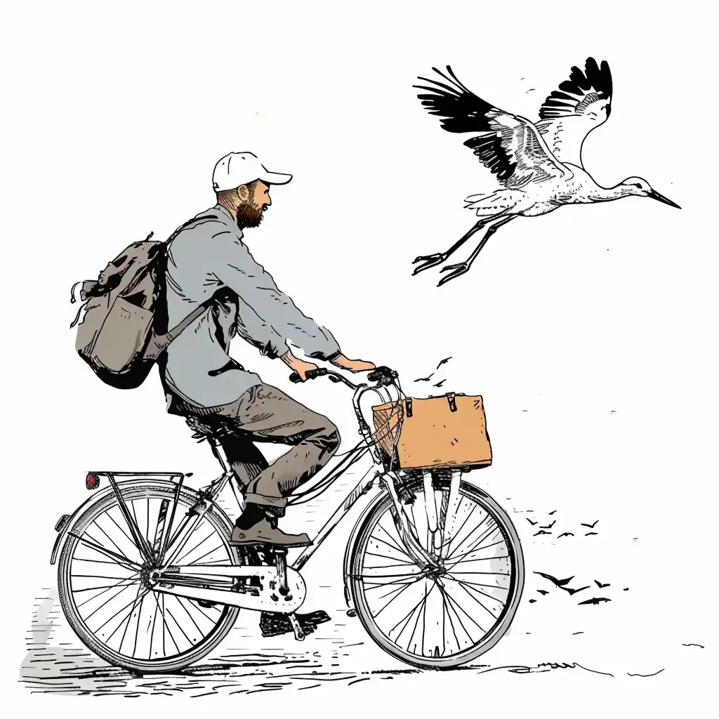 Simple Biking with Stork Midjourney提示词