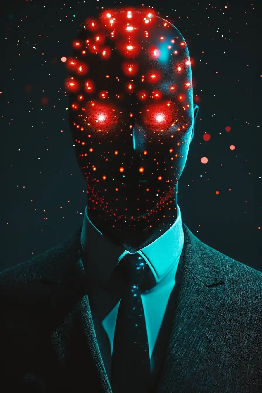 Decaying Masked Figure Symmetrical Polkadot Portrait Midjourney提示词
