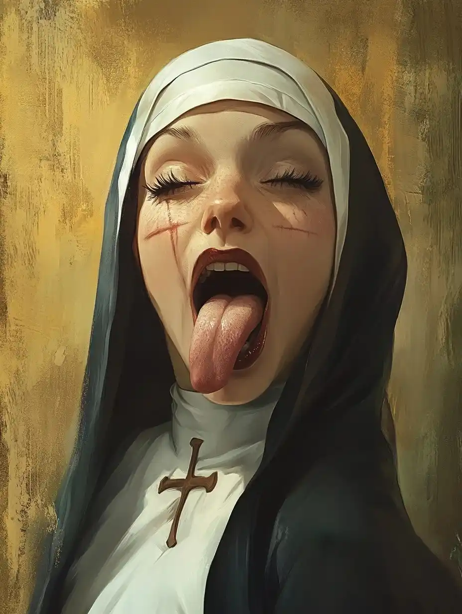 Nun with Cross Portrait Midjourney提示词