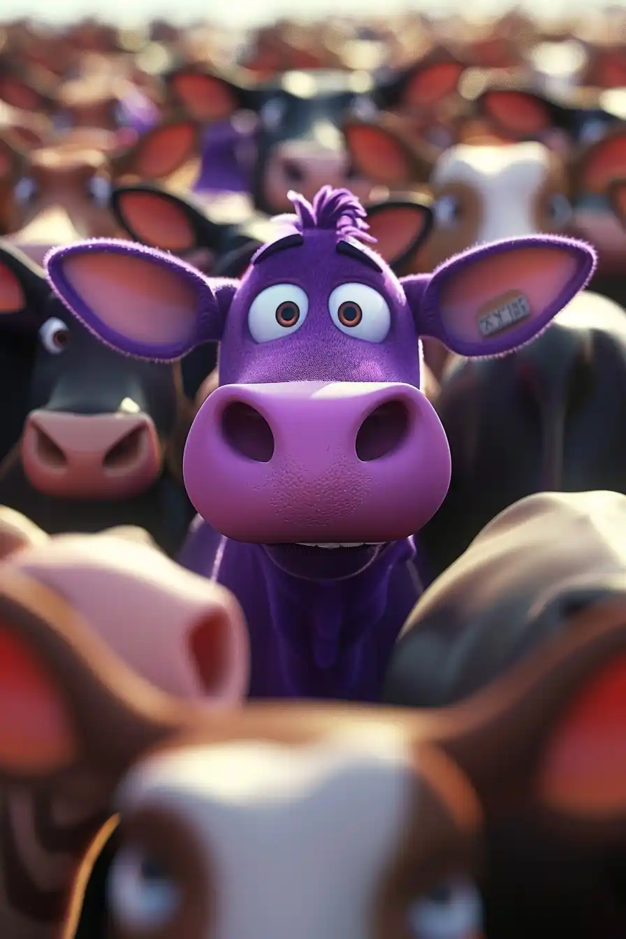 Colorful Purple Cow Parade Midjourney提示词