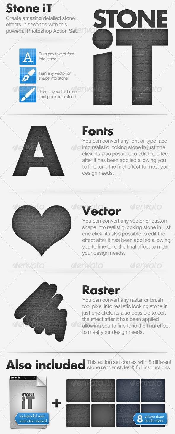 GraphicRiver 制作的PS系列动作之三----黑石纹理(含MAC系统动作) 