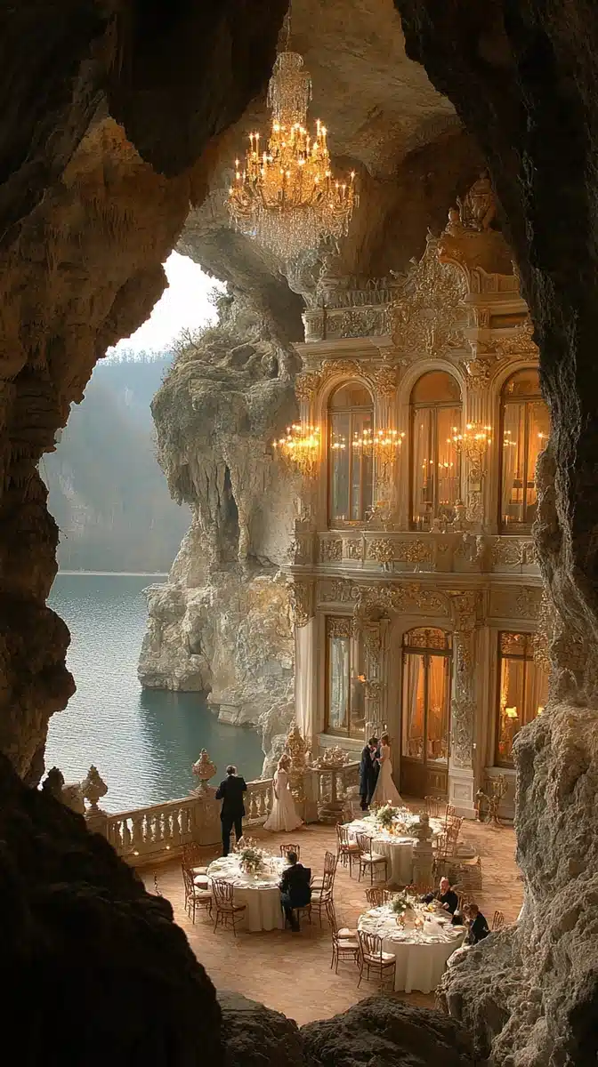 Opulent Wedding in Castle Midjourney提示词