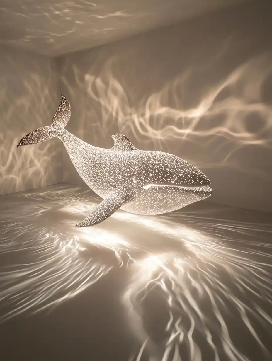 Luminescent Whale Installation Midjourney提示词