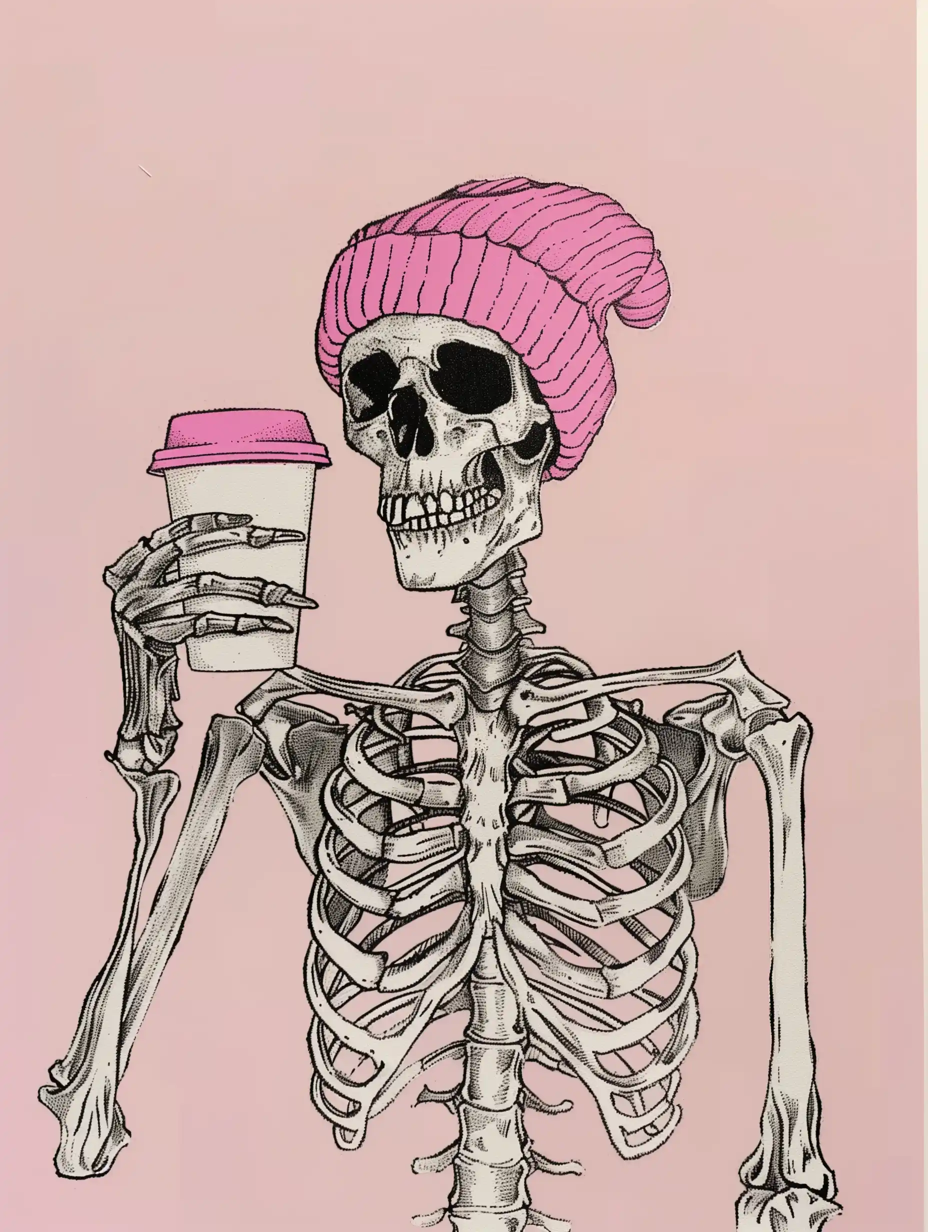 Raw Skeleton Coffee Break Midjourney提示词