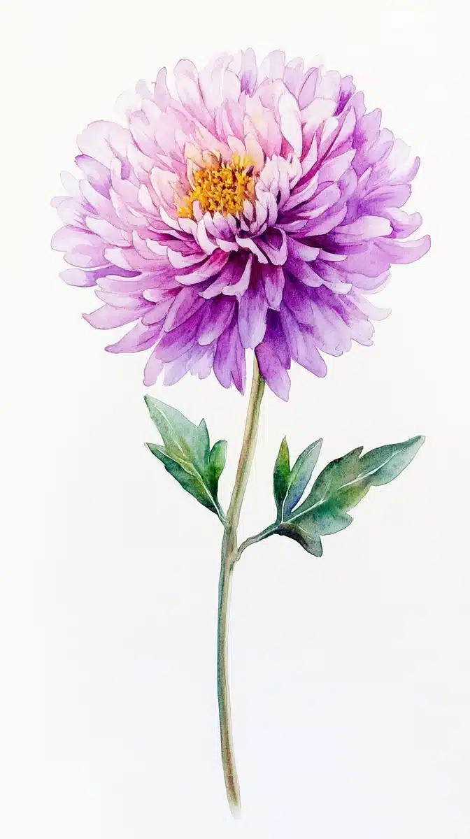 Watercolor Aster Flower Midjourney提示词