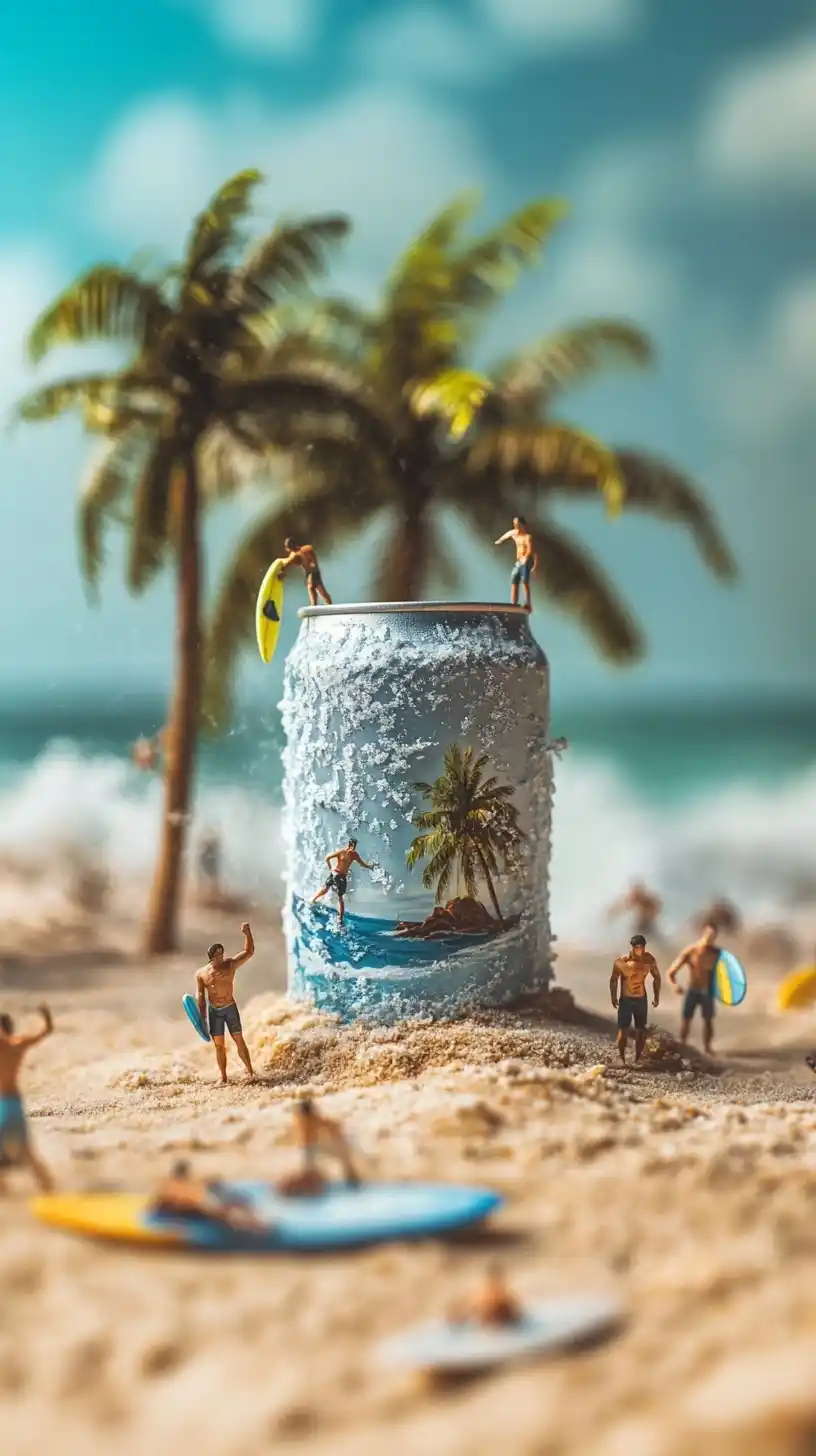 Realistic Can on Beach Midjourney提示词