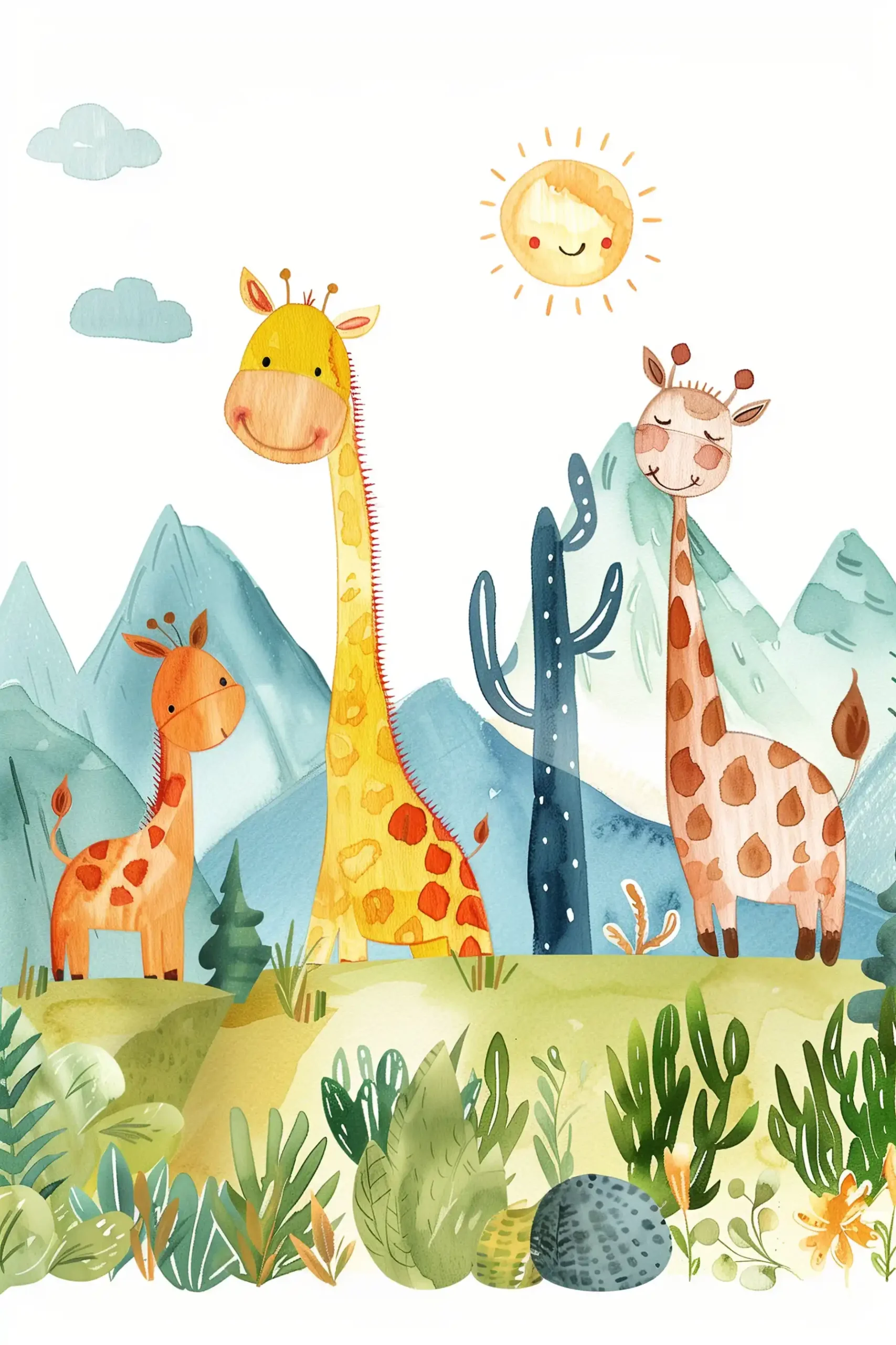 Cute Adventure Land Watercolor Midjourney提示词