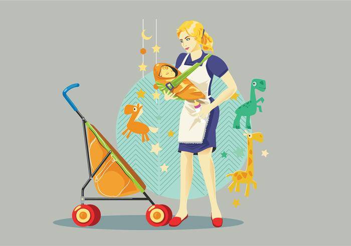 妈妈和孩子玩玩具矢量