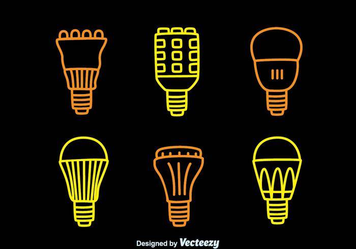 LED灯灯线图标集合矢量