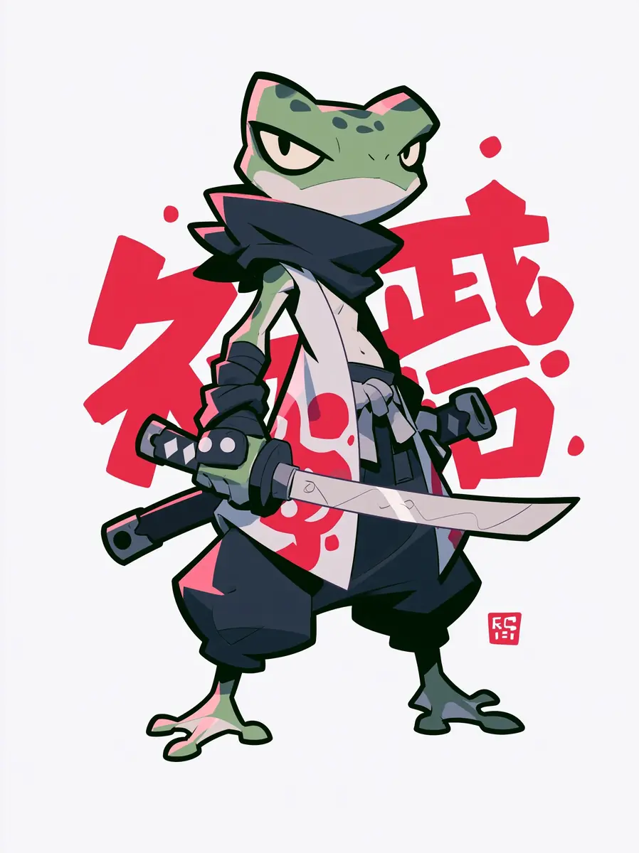 Warrior Frog Character Midjourney提示词