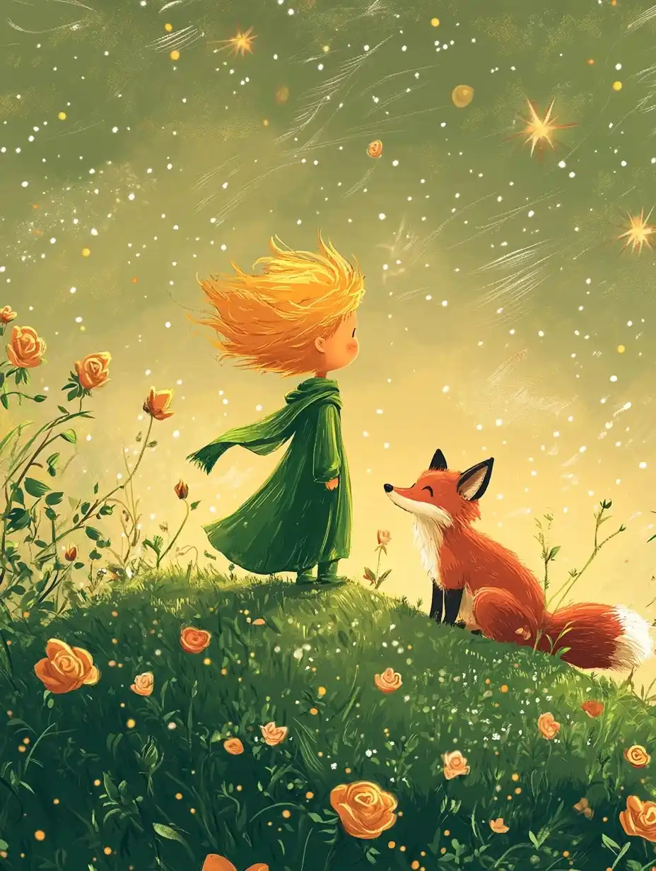 Minimalist Little Prince Scene Midjourney提示词