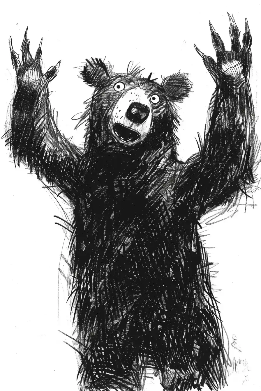 Scribbled Bear on White Midjourney 提示词生成效果