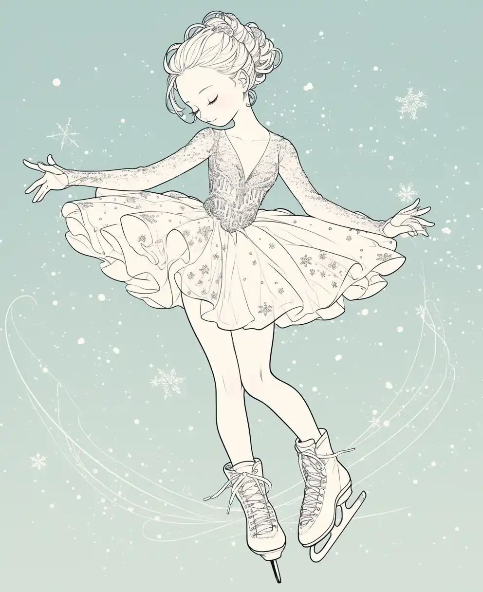 Anime Skater Coloring Page Midjourney提示词