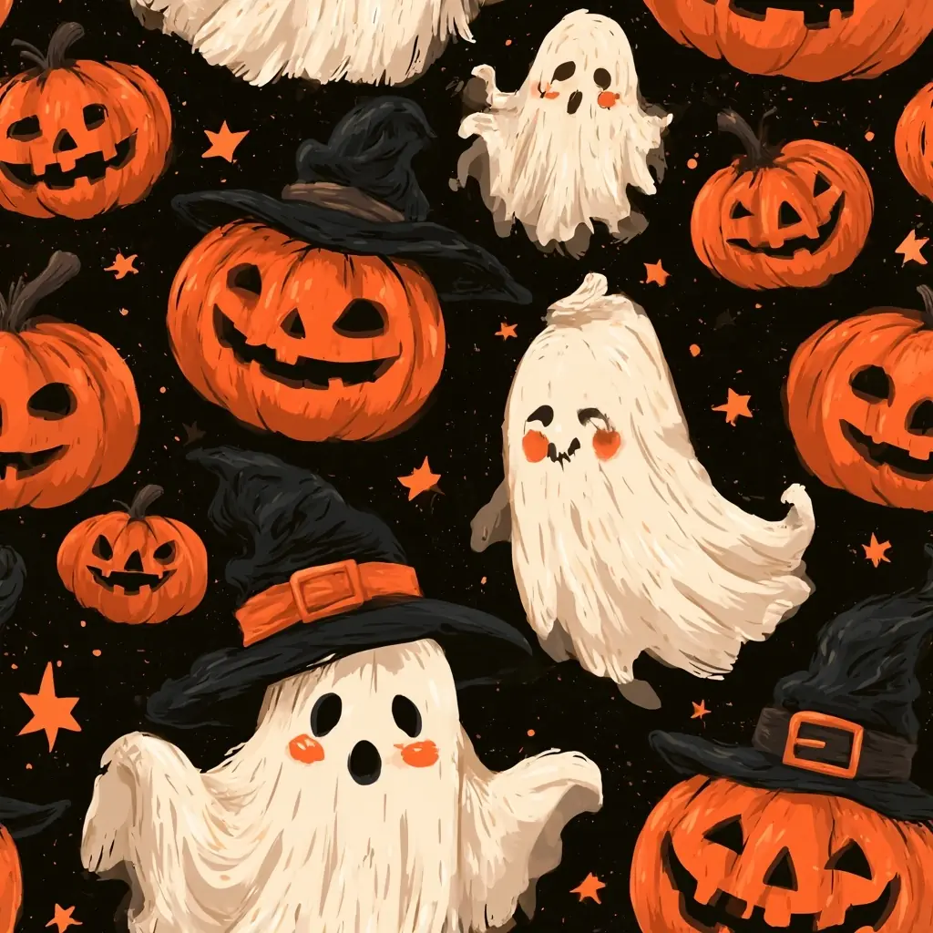 Cute Halloween Mini Pattern Midjourney提示词