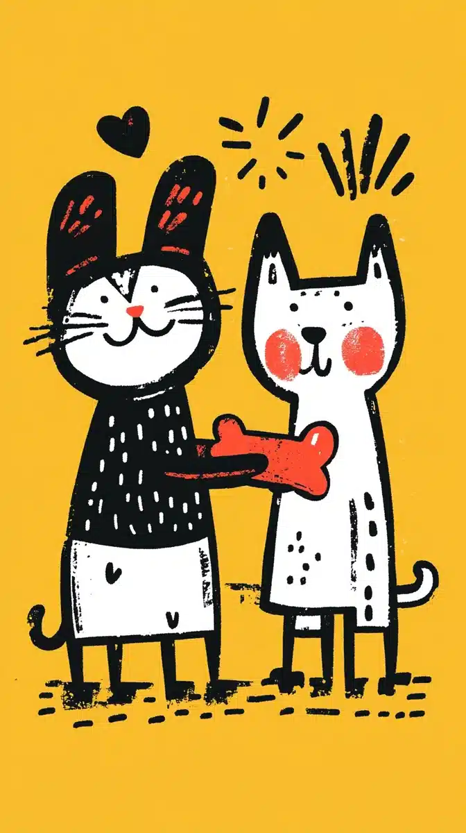 Graffiti Cat and Dog Duel Midjourney提示词