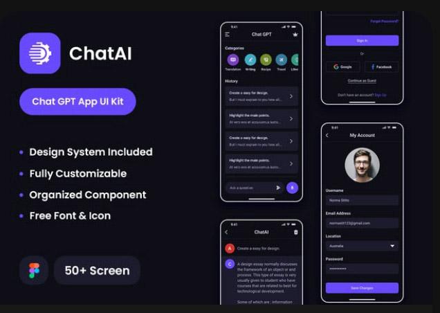 ChatAI - Chat GPT App Figma UI Kit