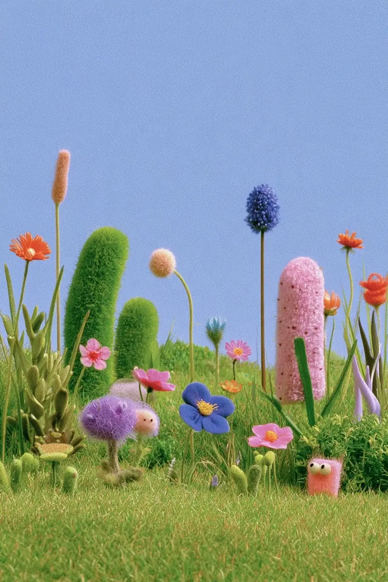 Grassy Field Wildflowers Landscape Midjourney提示词