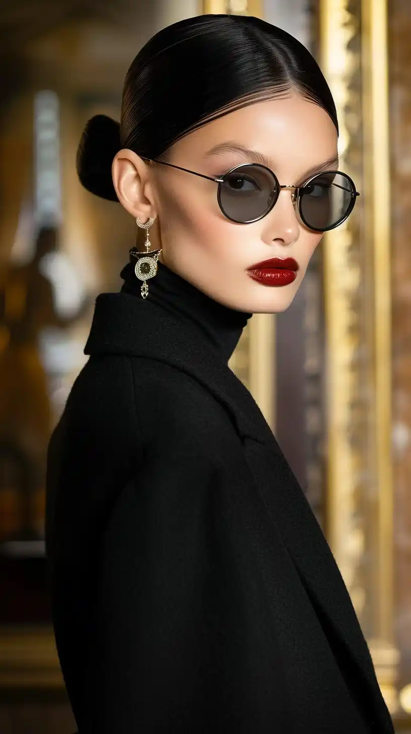 Luxe Tweed Fashion Portrait Midjourney提示词