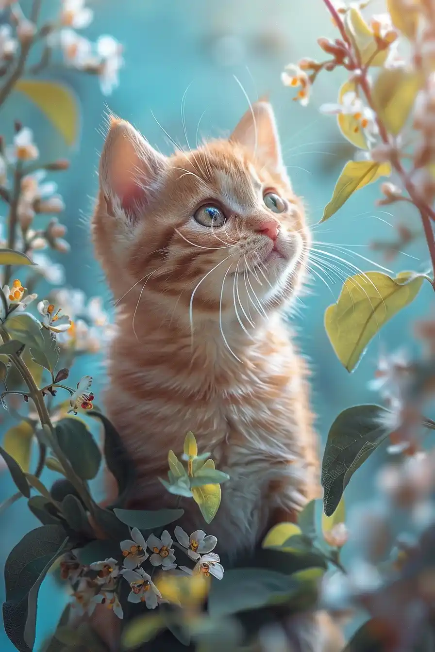 Cartoon Kitten Garden Midjourney提示词