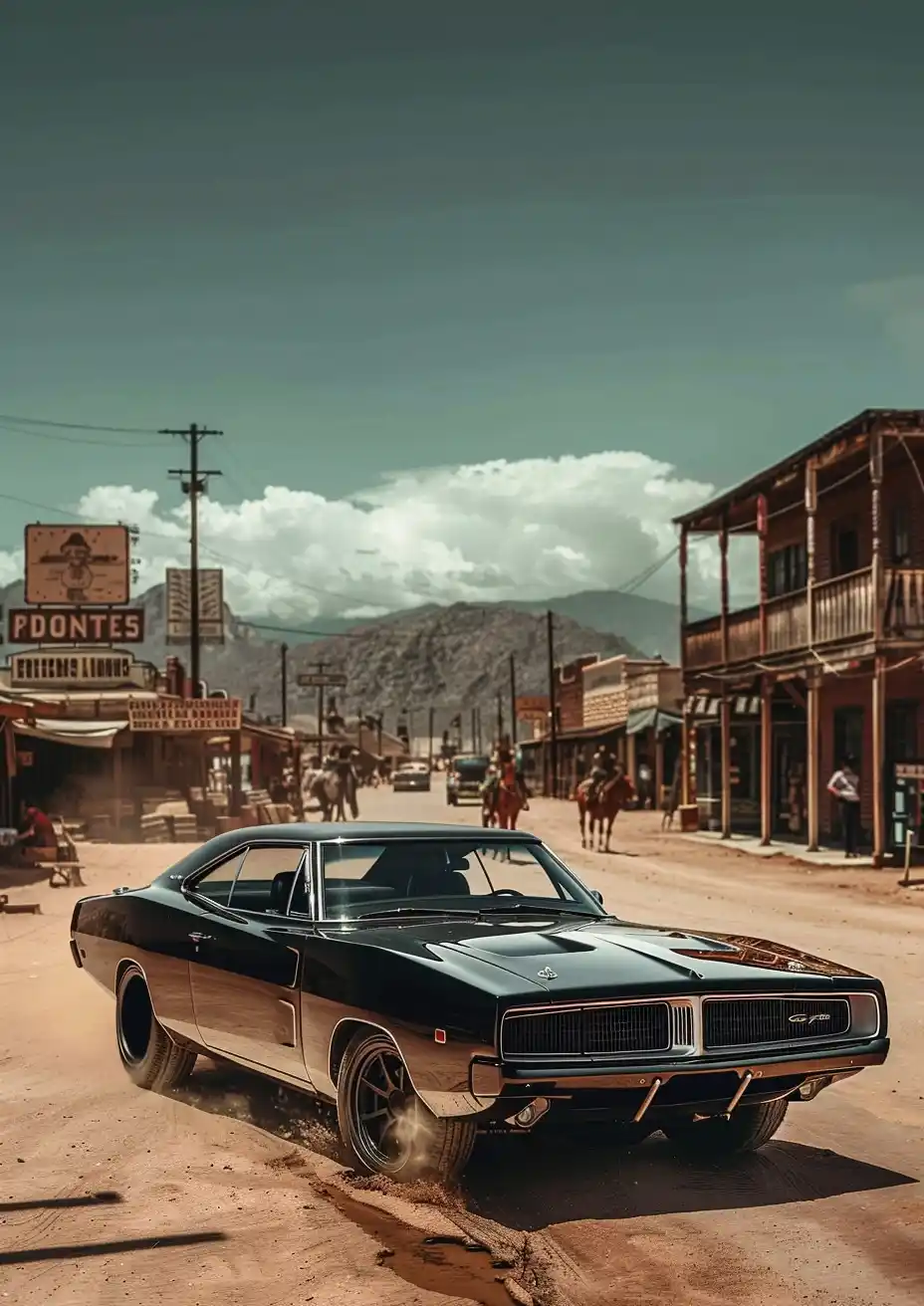 Cinematic Cowboy Town Dodge Midjourney提示词