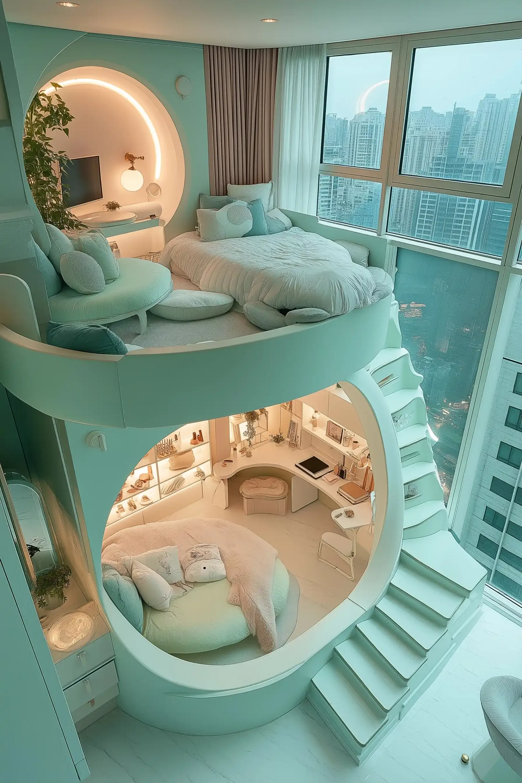 Interior Design Overhead View Midjourney提示词